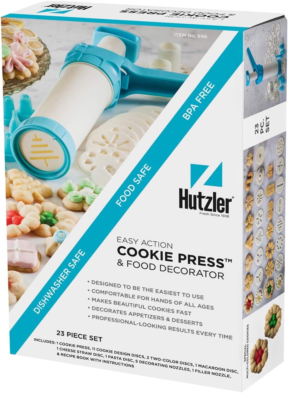 image:imageHutzler 23pc Easy Action Cookie Press and Food Decorator Set For Simple Decorating of Appetizers and Desserts