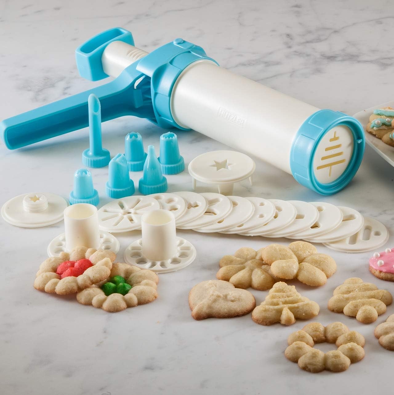 image:imageHutzler 23pc Easy Action Cookie Press and Food Decorator Set For Simple Decorating of Appetizers and Desserts