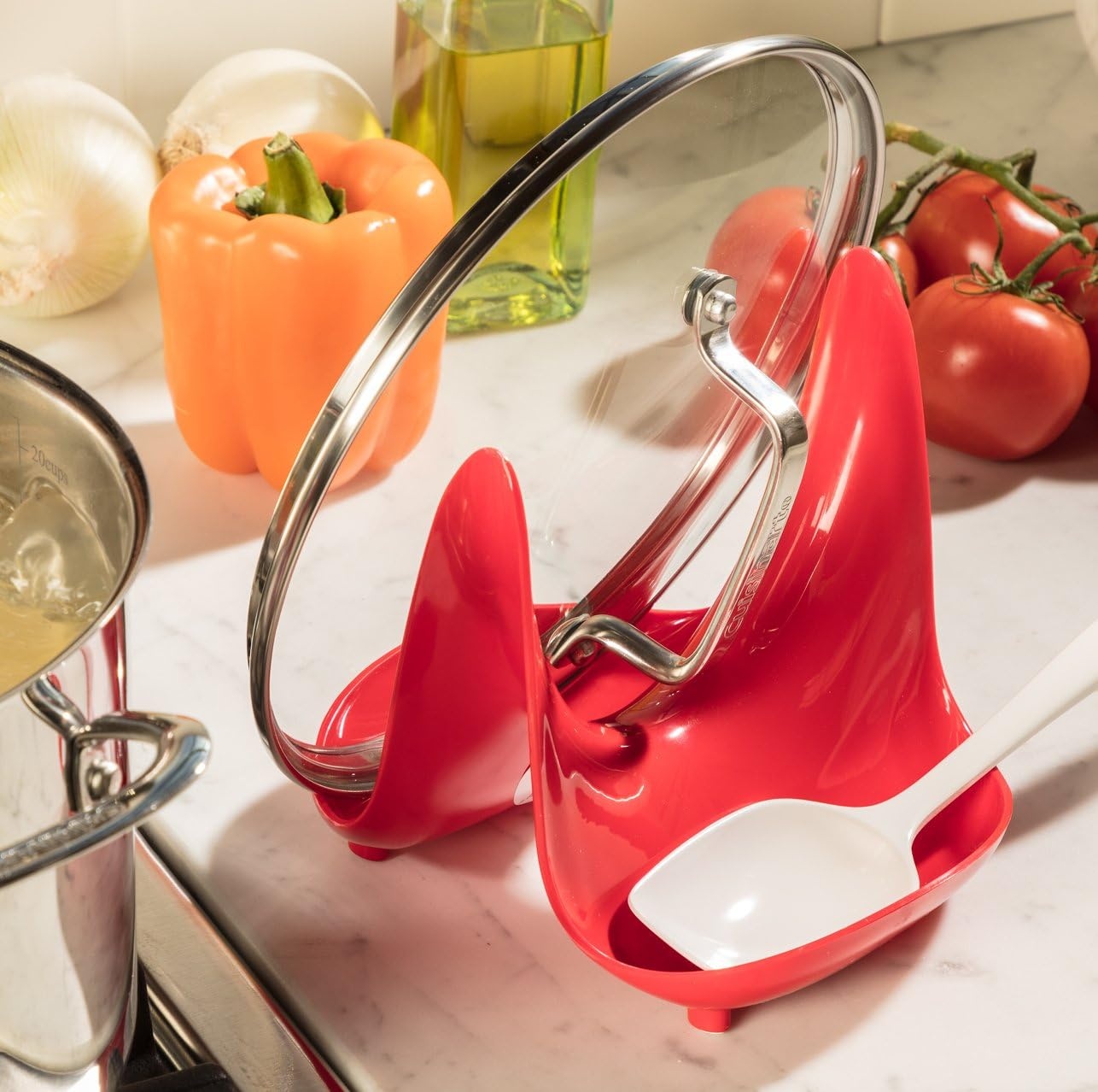 image:imageHutzler Pot Lid Stand Large RedLime Green