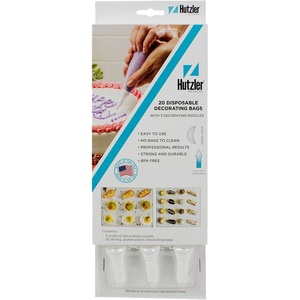 image:imageHutzler Disposable Decorating Bags and 3 Decorating Nozzles SetDecorating Bags with Nozzles